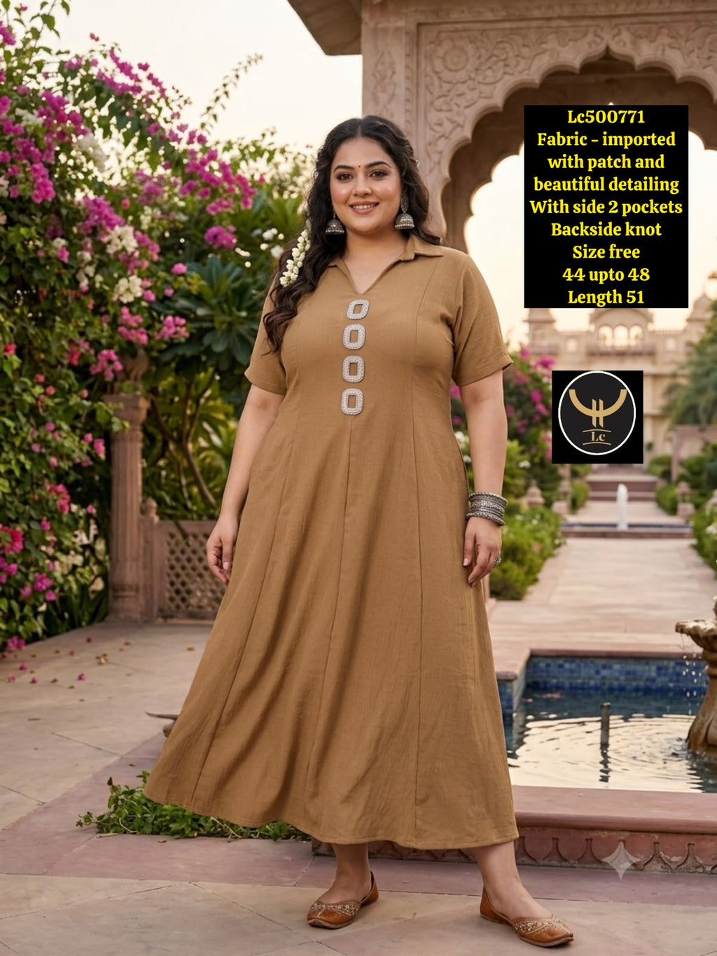 Elegant Everyday: Breathable  A-Line Long Dress with Adjustable Back Knot