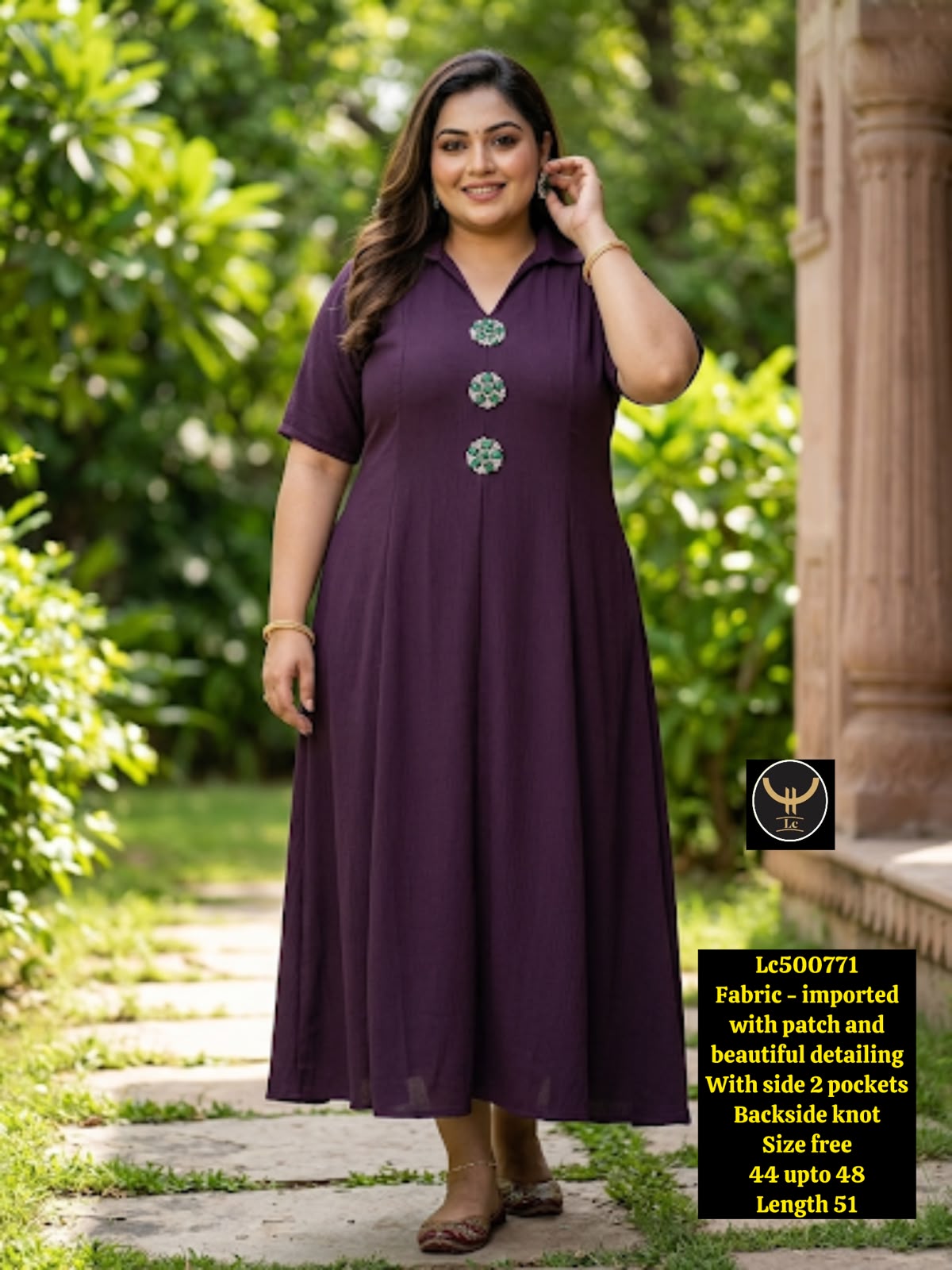 Collared Maxi Dress with Embellished Neckline Detailing