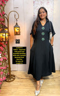 Collared Maxi Dress with Embellished Neckline Detailing