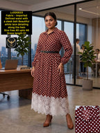Polka Dot Lace-Detail Midi Dress