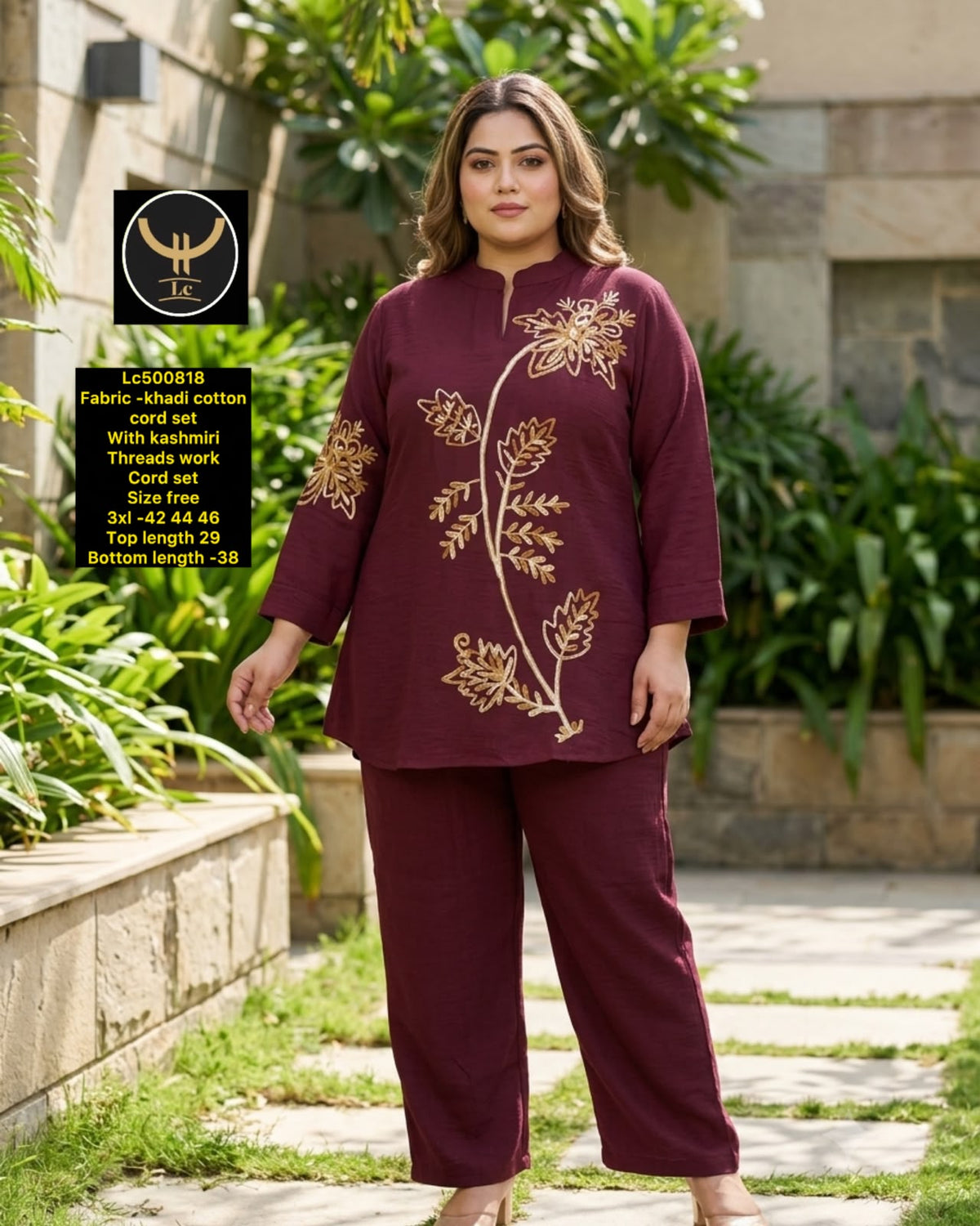 Exquisite Kashmiri Thread Work Khadi Cotton Co-Ord Set 