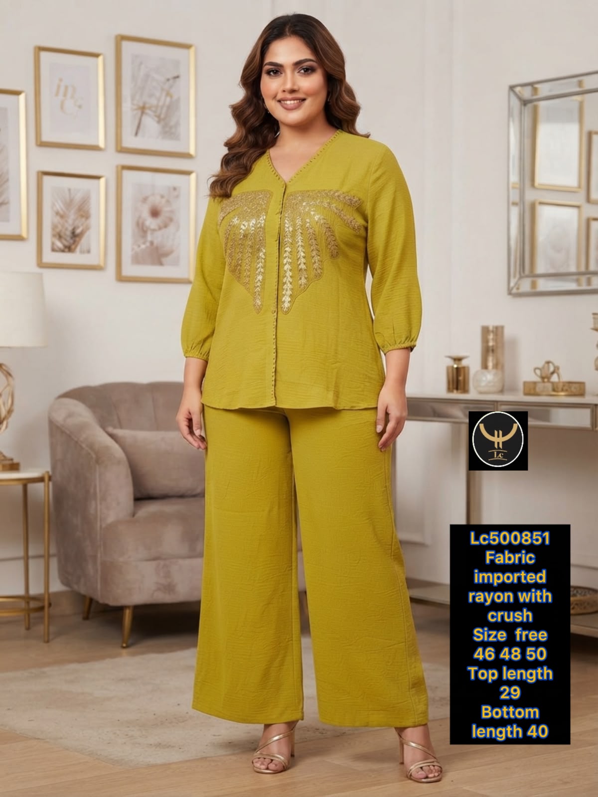 Gorgeous Imported Crush Rayon Embroidered Co-Ord Set 