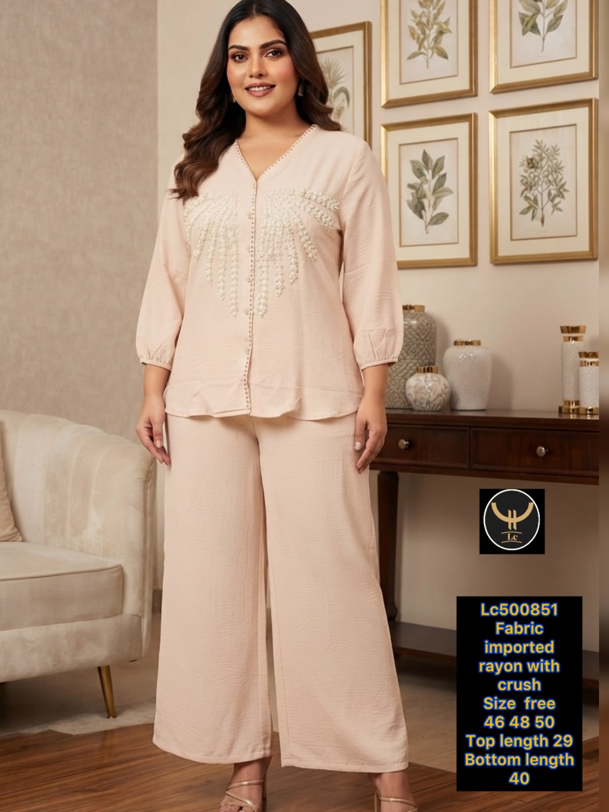 Gorgeous Imported Crush Rayon Embroidered Co-Ord Set 