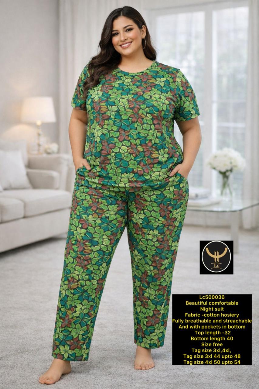 Ultra-Comfortable Printed Cotton Hosiery Lounge & Night Suit Set with Pockets