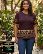 Women's Plus Size Tropical Floral Printed Cotton Hosiery Tshirt/Top / Tunic