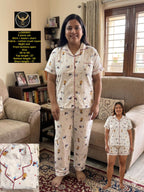 Cute & Comfy 3 Pieces ( Shirt + Lower+Shorts) Night Suit