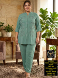 Elegant Mandarin Collar Rayon Top & Trouser Co-ord Set with Swarovski Work