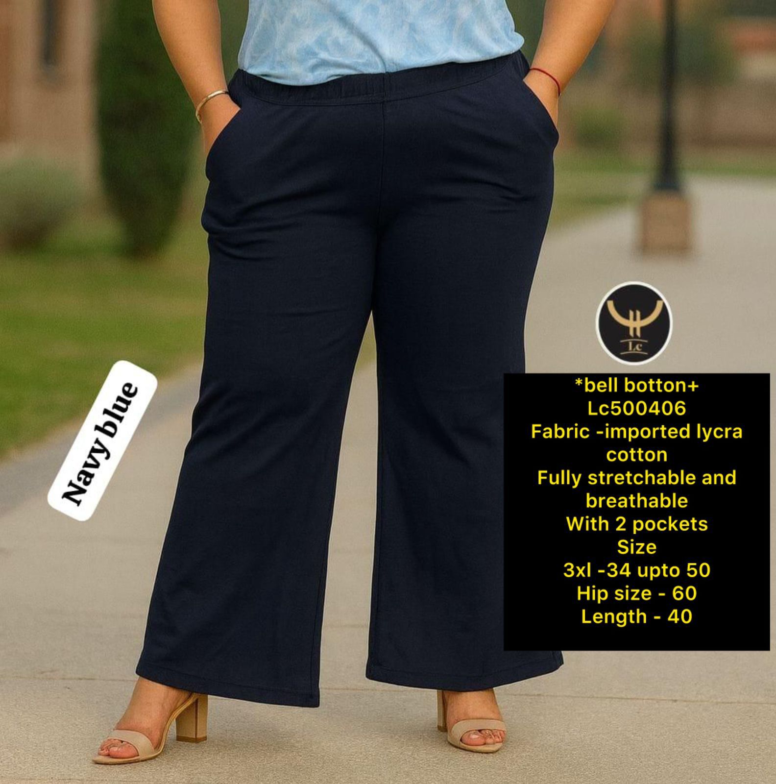 Trendy Bell Bottom-Stretchable-2 Pockets-Plus Size Friendly