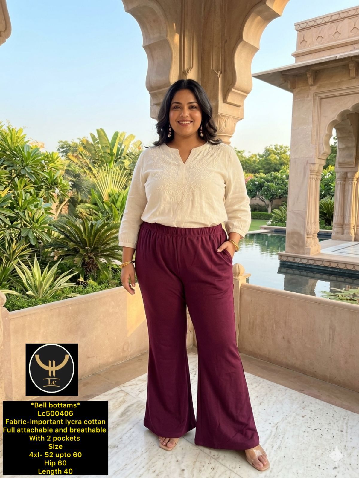 Trendy Bell Bottom-Stretchable-2 Pockets-Plus Size Friendly