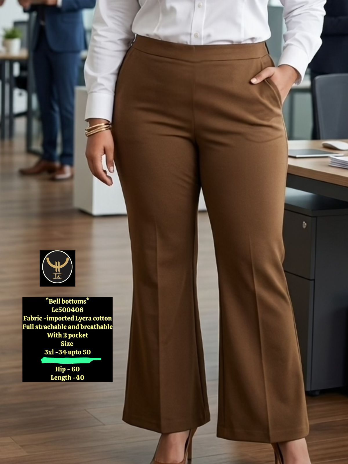 Trendy Bell Bottom-Stretchable-2 Pockets-Plus Size Friendly