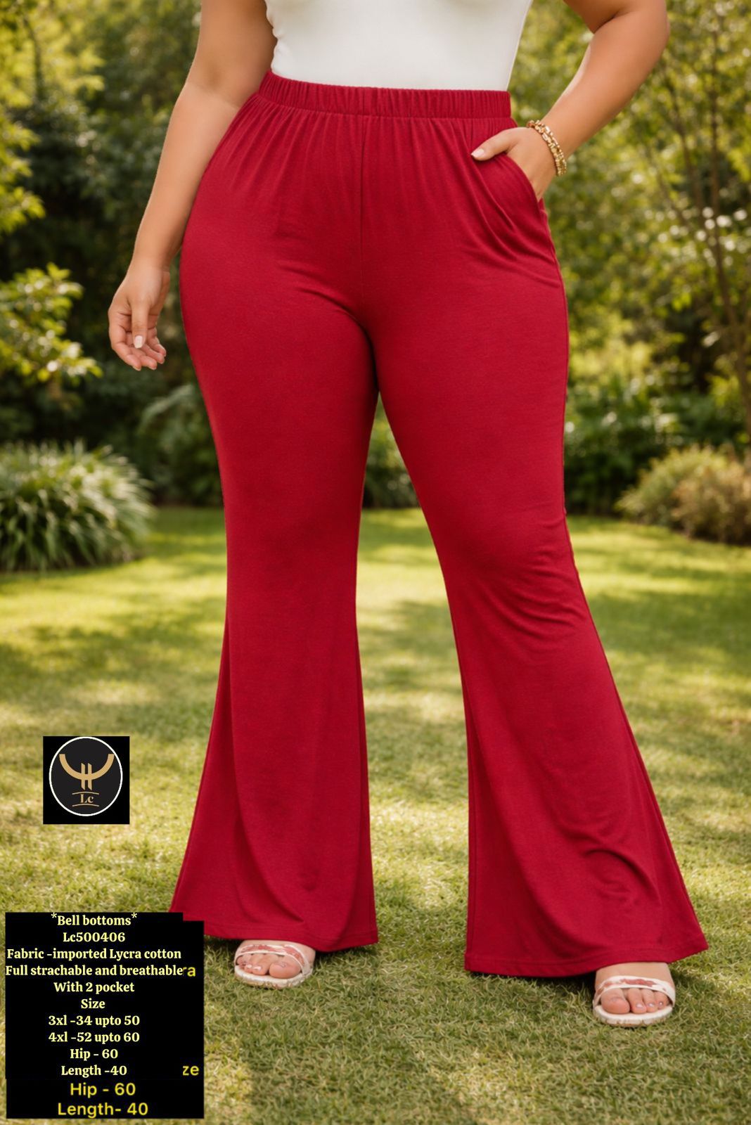 Trendy Bell Bottom-Stretchable-2 Pockets-Plus Size Friendly