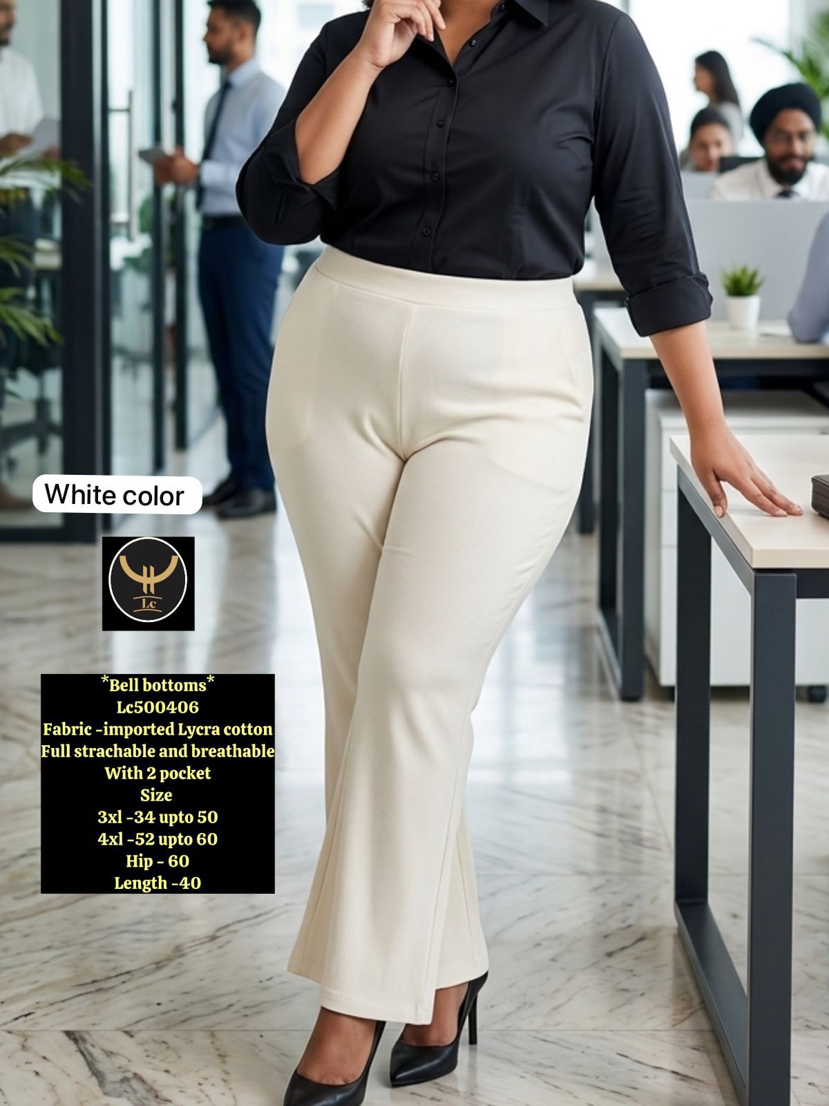 Trendy Bell Bottom-Stretchable-2 Pockets-Plus Size Friendly