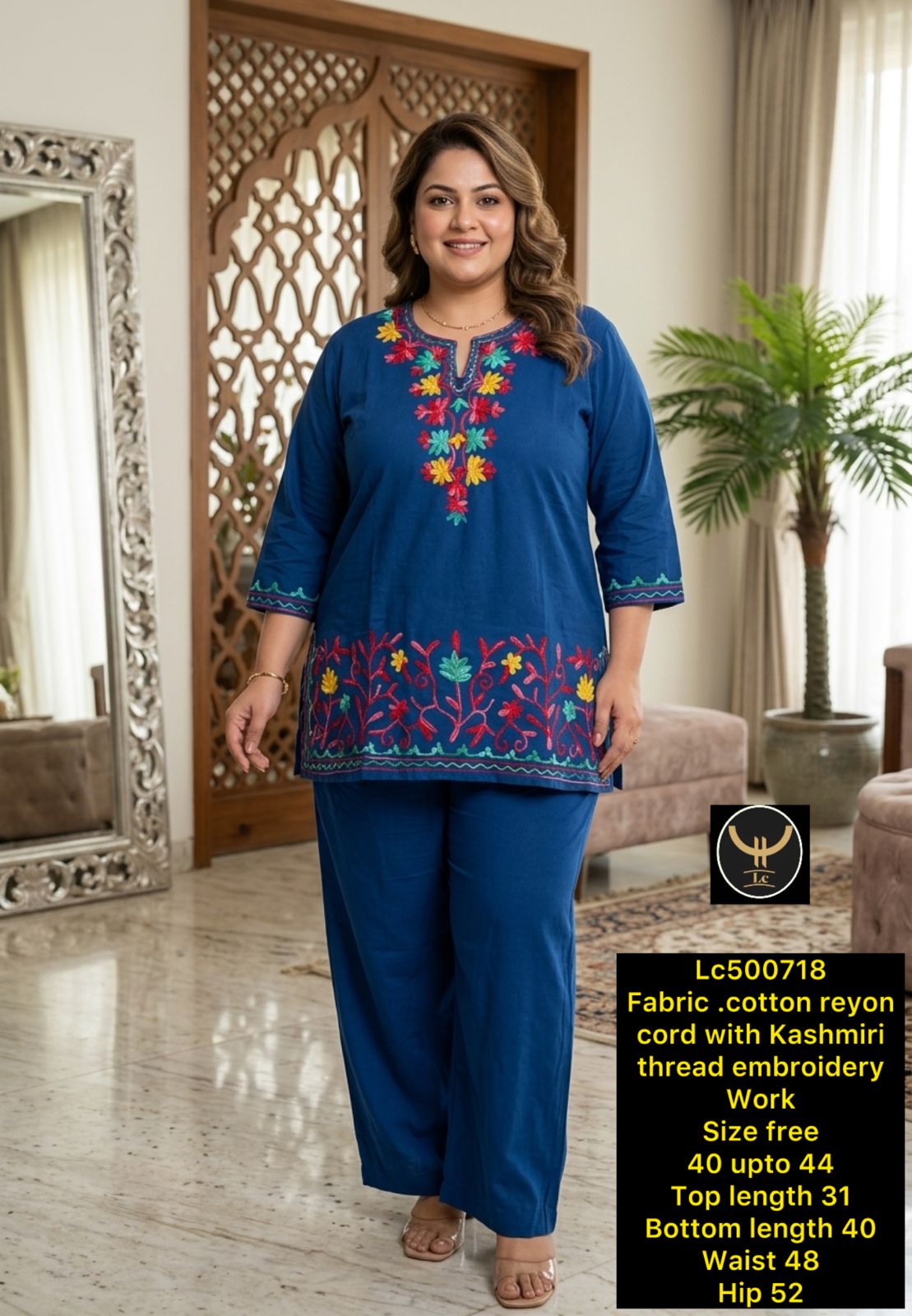 Resham  Embroidered  Rayon Co- ord set