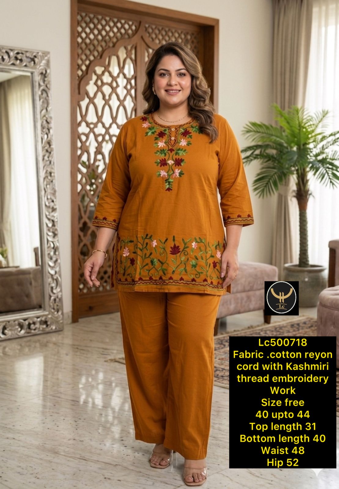 Resham  Embroidered  Rayon Co- ord set