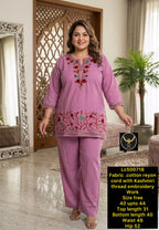 Resham  Embroidered  Rayon Co- ord set
