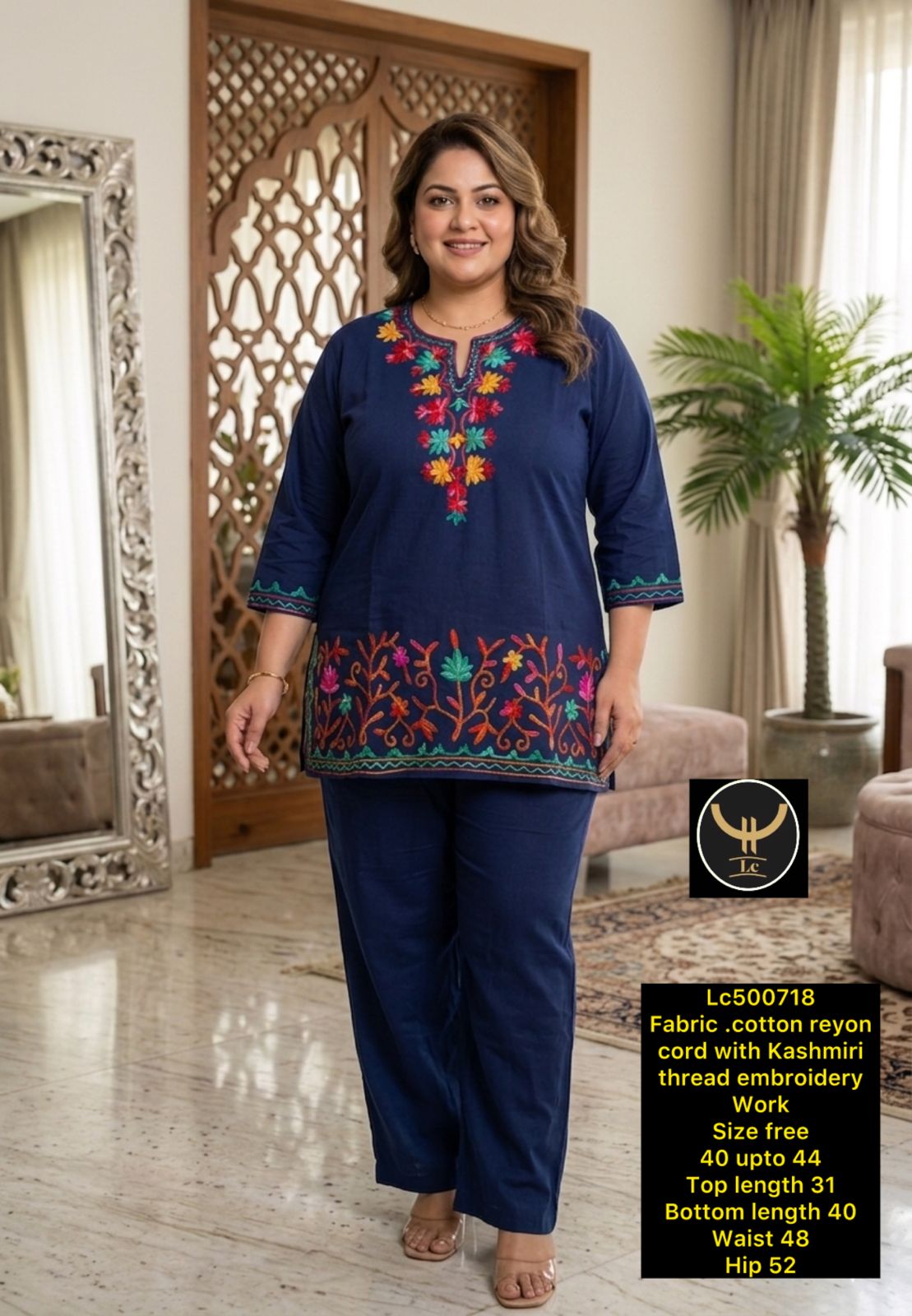 Resham  Embroidered  Rayon Co- ord set