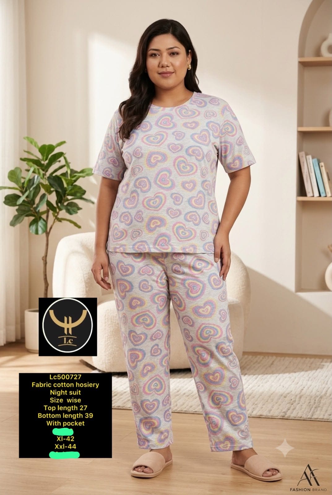 Casual Short Sleeve Cotton Hosiery Sleepwear Set