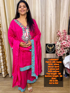 Gorgeous Silk Rayon Mirror Work 3-Piece Suit Set with Palazzo 