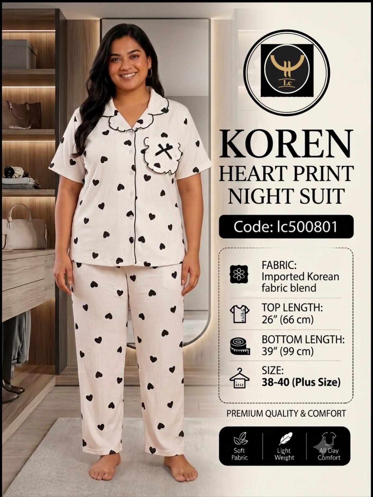 Introducing our super soft Korean Heart Print Night Suit Collection