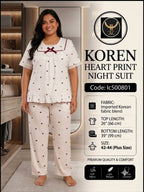 Introducing our super soft Korean Heart Print Night Suit Collection