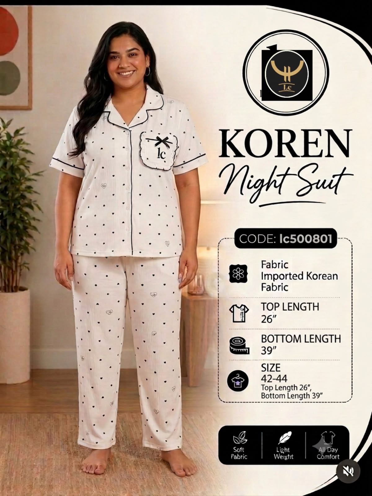 Introducing our super soft Korean Heart Print Night Suit Collection
