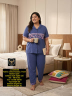 Women's Plus Size Printed Collar Button-Front Night Suit Set