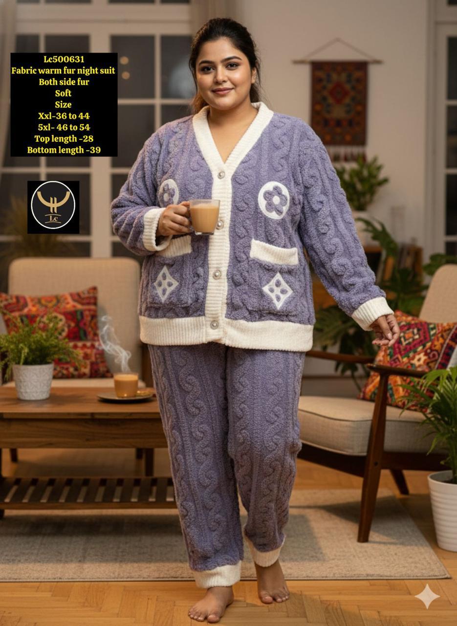 ✨ Cozy & Ultra-Soft Warm Fur Night Suit ✨