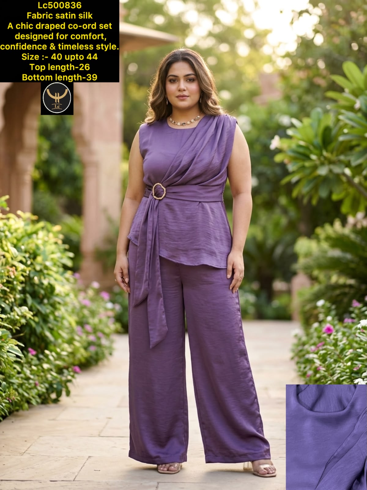 Turn heads in our draped satin silk co-ord set