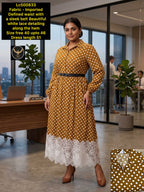 Polka Dot Lace-Detail Midi Dress
