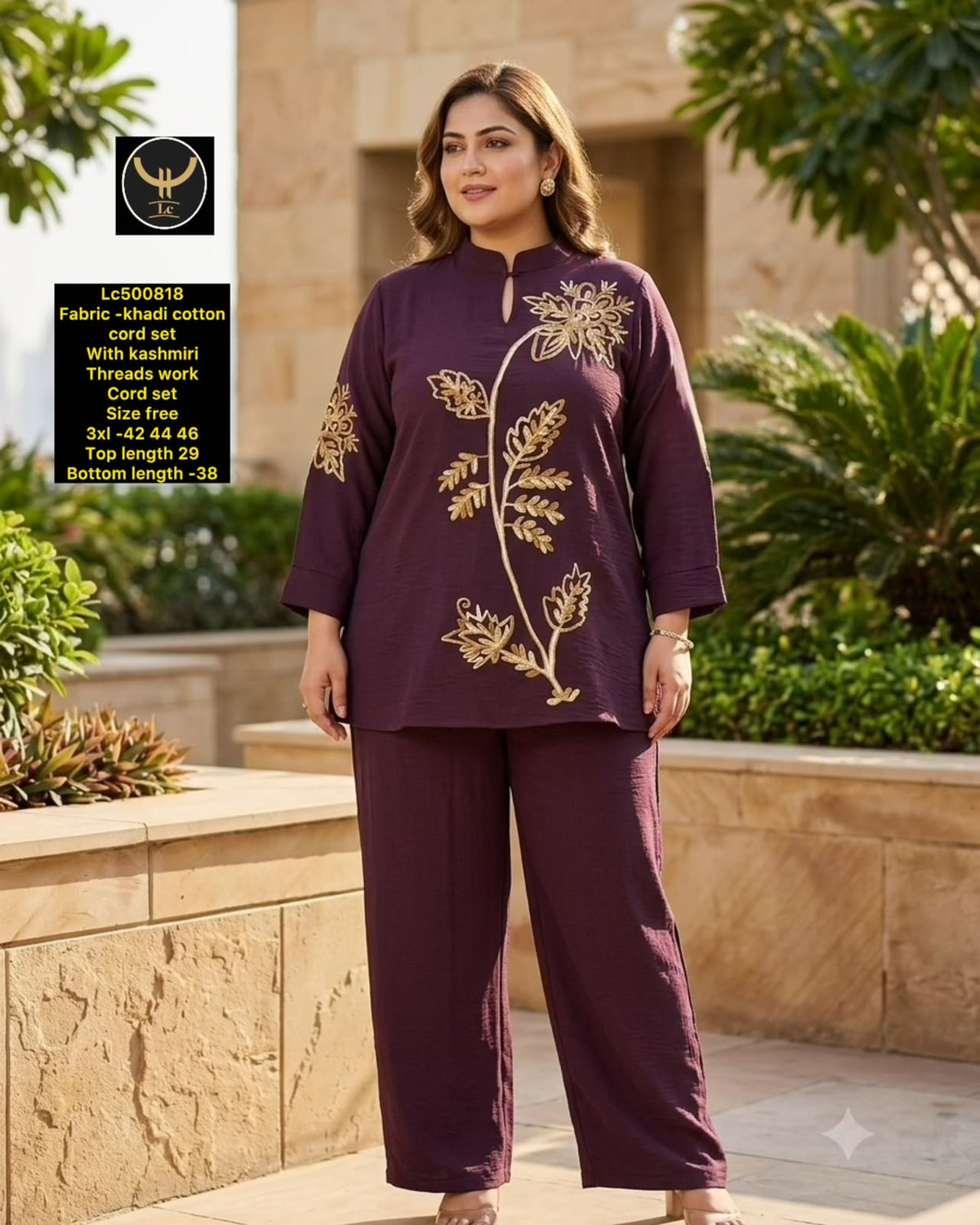 Exquisite Kashmiri Thread Work Khadi Cotton Co-Ord Set 