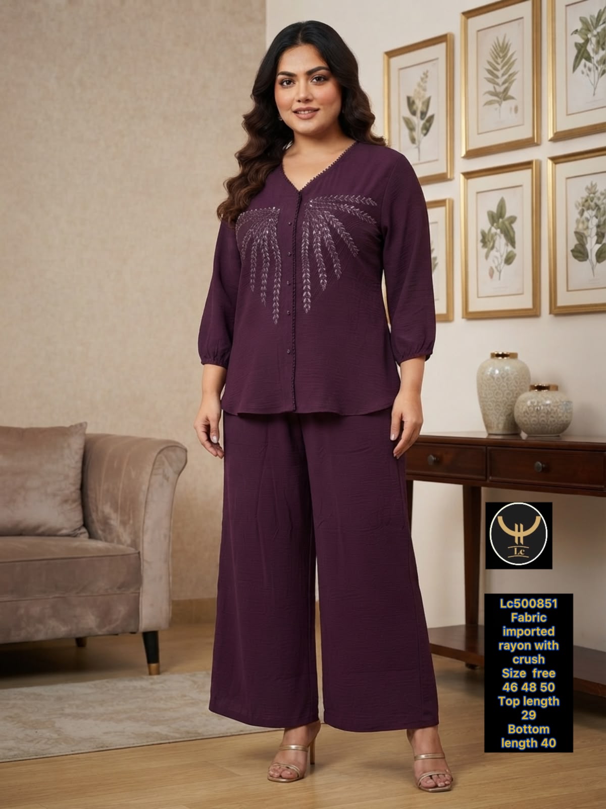 Gorgeous Imported Crush Rayon Embroidered Co-Ord Set 