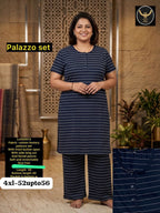 Women's Plus Size Printed Cotton Hosiery Kurti & Flared Palazzo Set