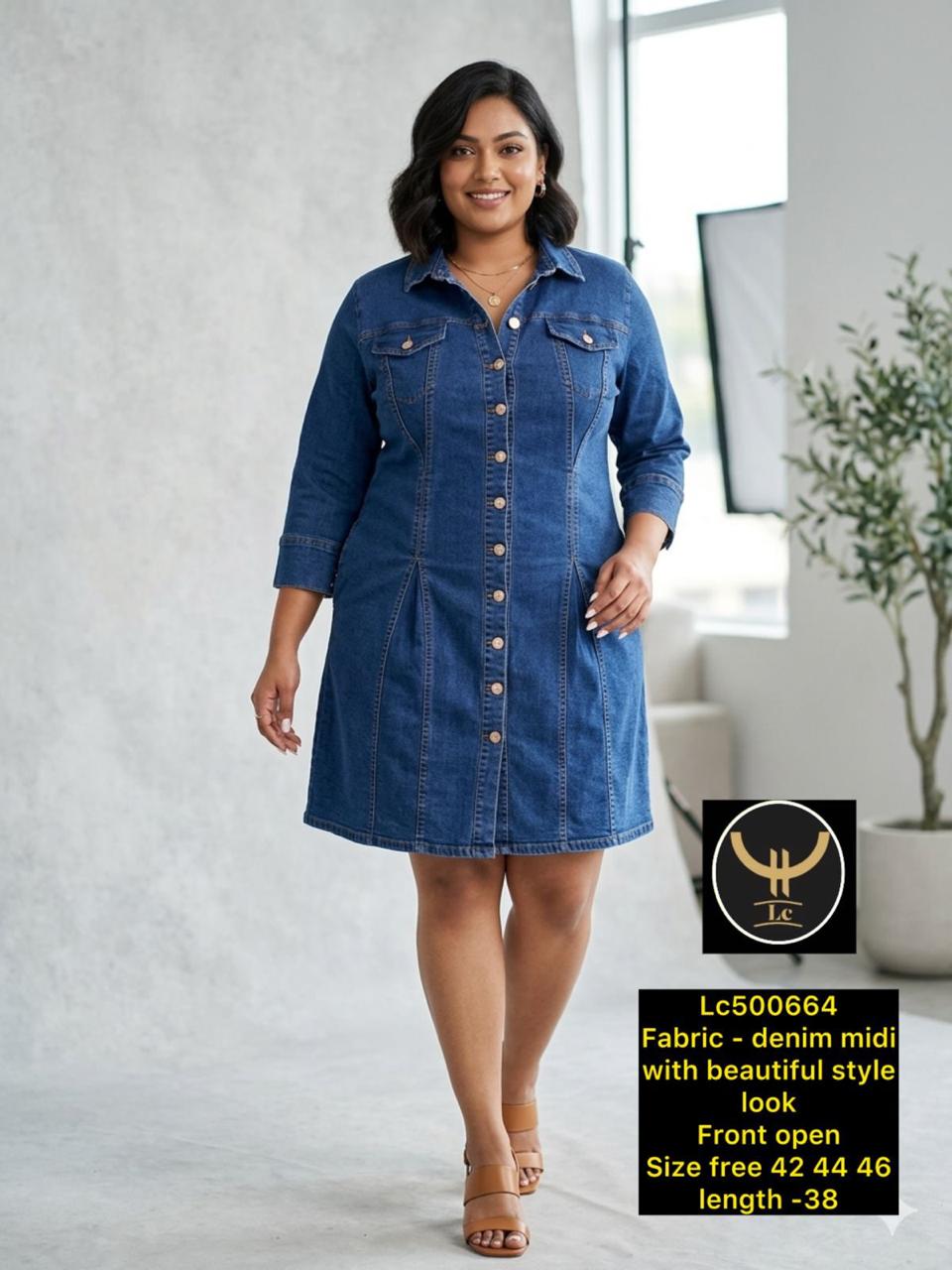 lassic Blue Denim Shift Dress with Contrast Stitching