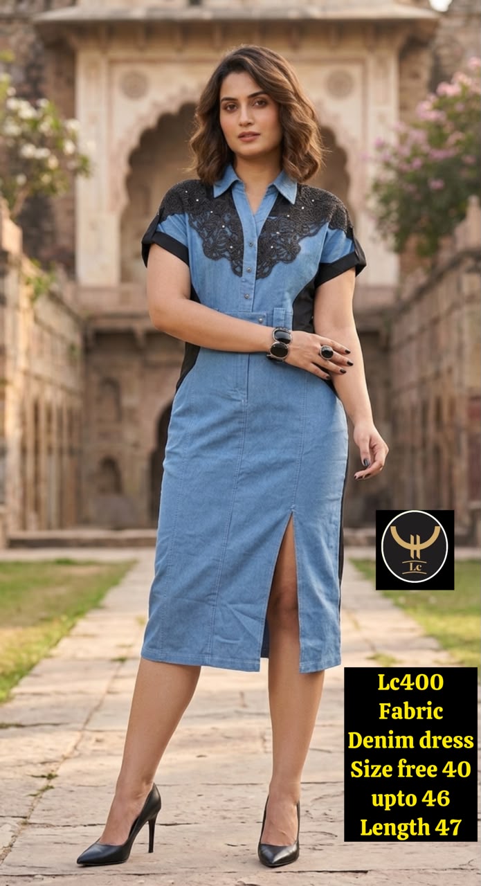 Vintage Patchwork Denim Fit & Flare Midi Dress