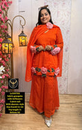Vibrant Georgette 3D Flower Sharara Suit