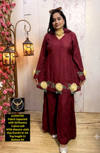 3D Flower Embellished Imported Fabric Suits