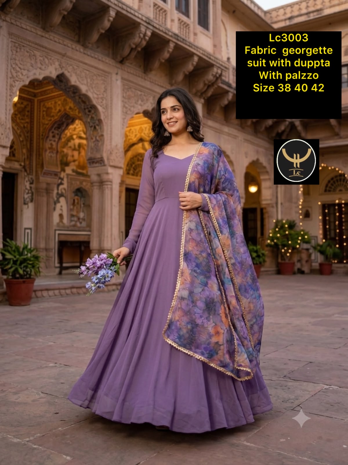 Festive Lavender Anarkali Georgette Suit Set