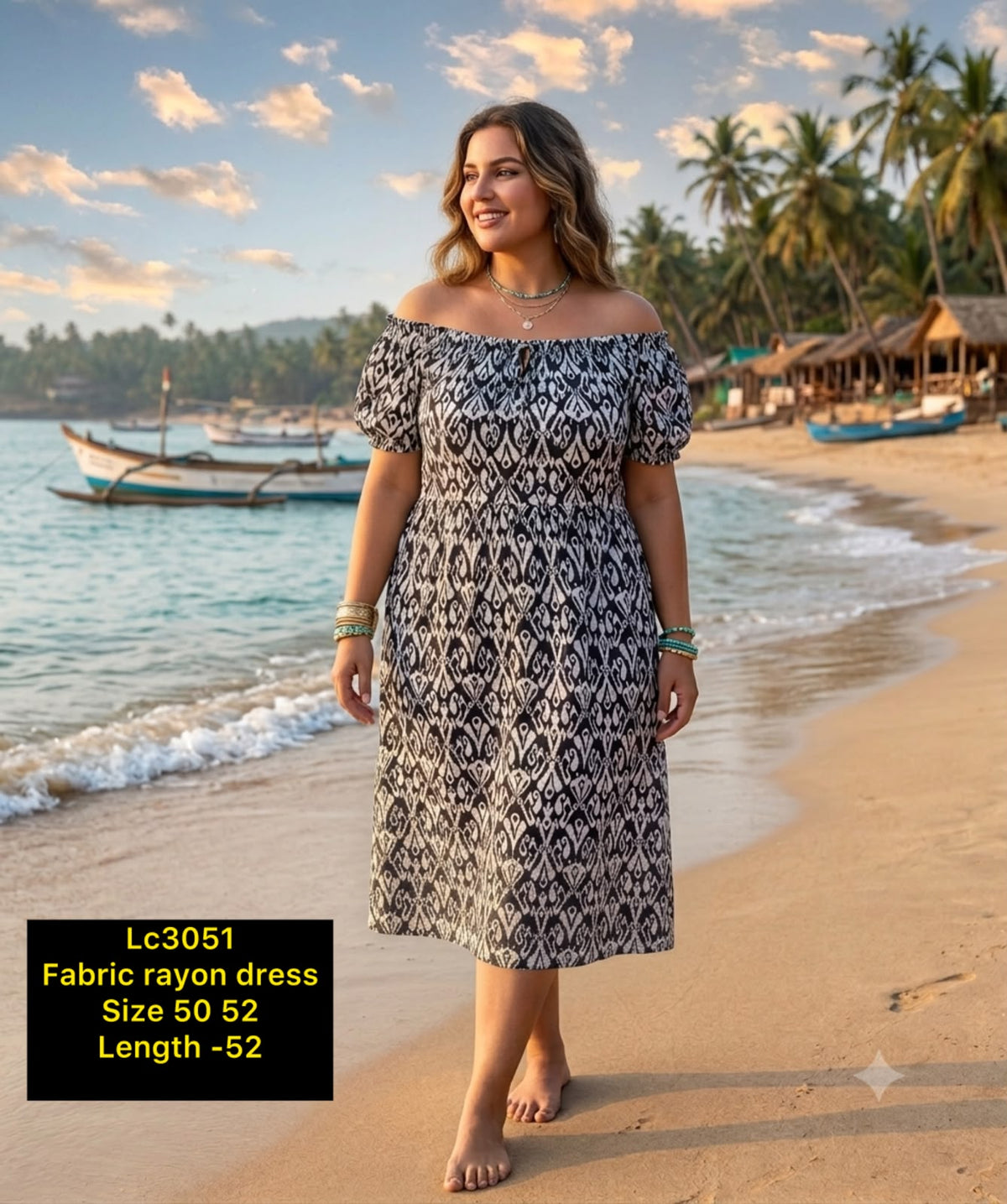 Plus Size Monochrome Off-Shoulder Rayon Maxi Dress