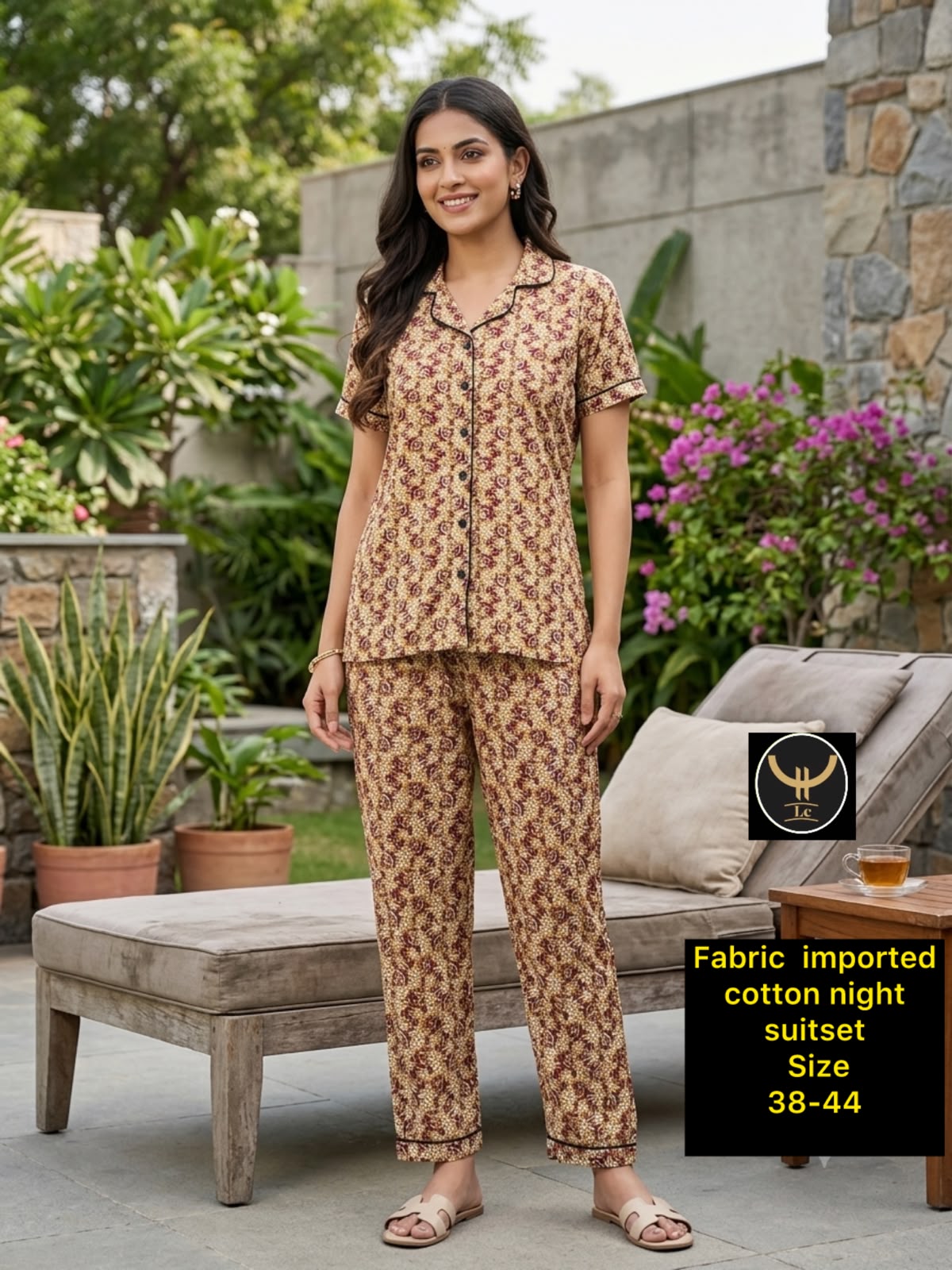 Imported Cotton Button-Down Night Suit Set