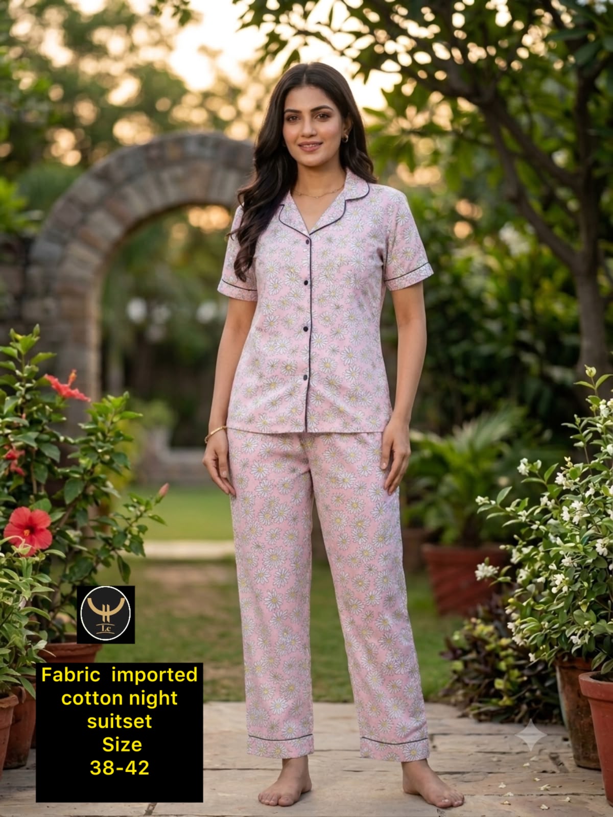 Imported Cotton Button-Down Night Suit Set