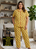 Women Stretchable Cotton Notch Collar Short Sleeve Nightwear Set with Pockets