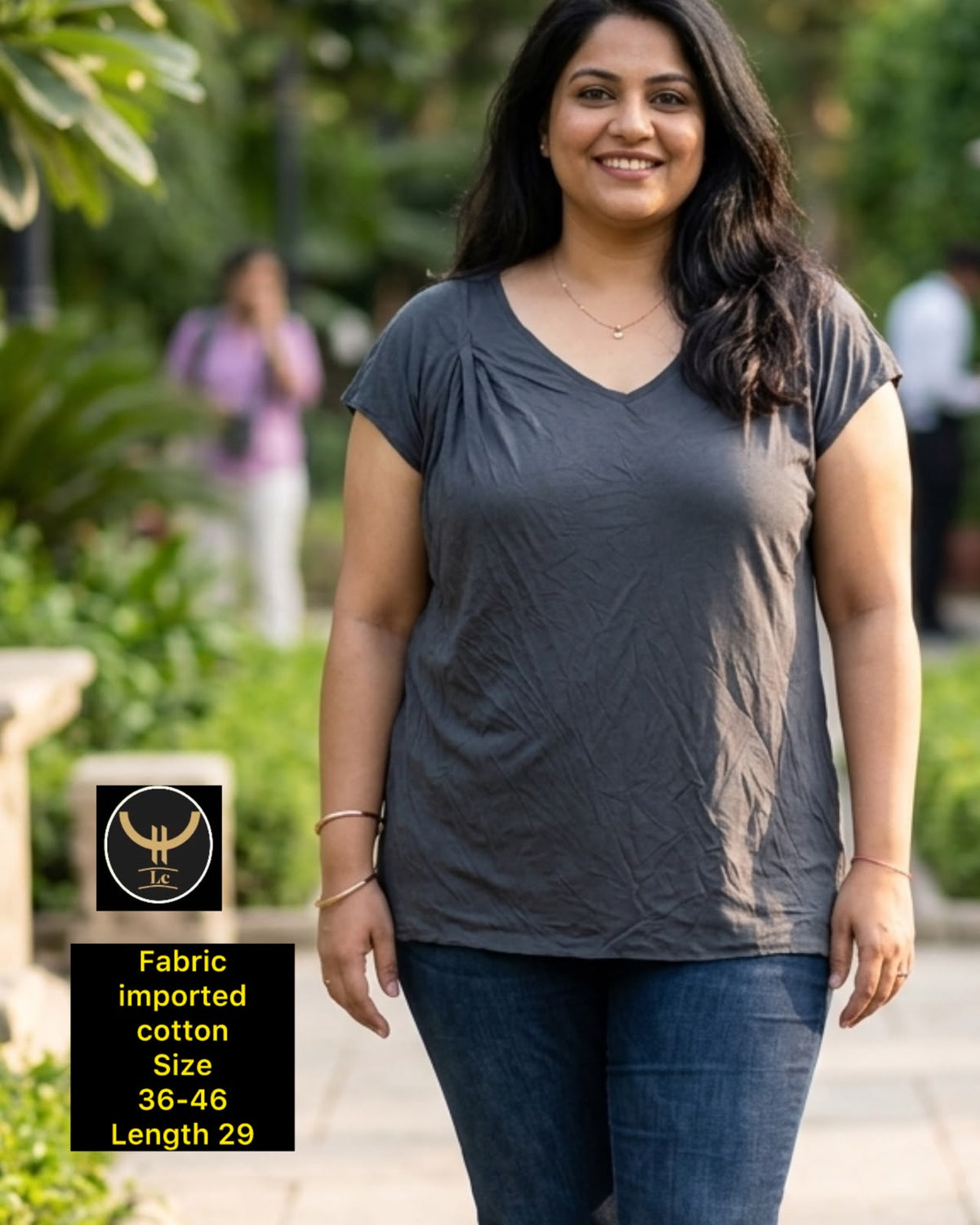 Women Solid Imported Cotton V-Neck Casual T-Shirt