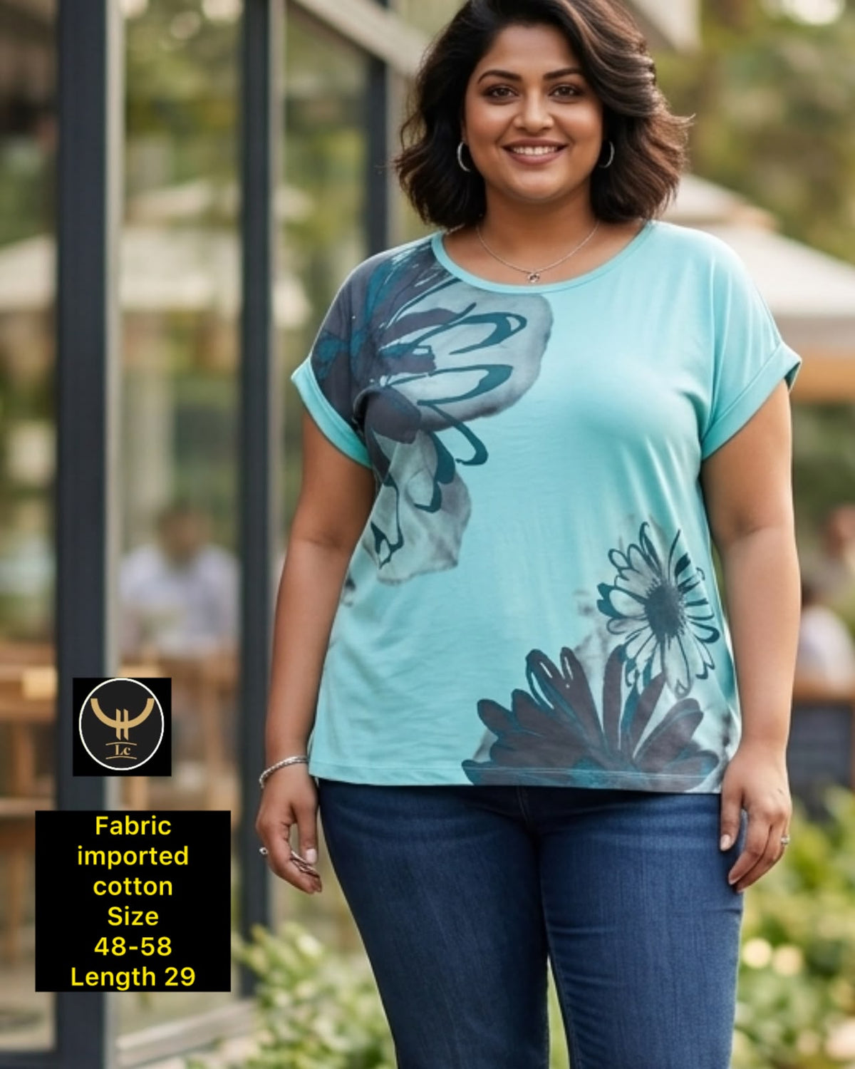 Chic Abstract Floral Graphic Imported Cotton Casual T-Shirt