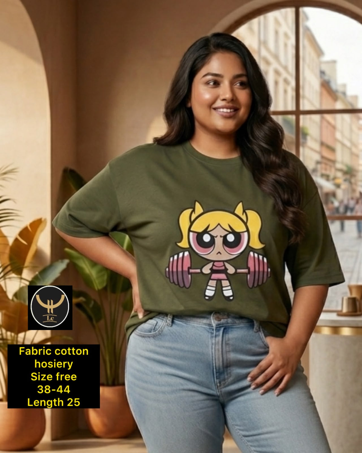 Women Cotton Hosiery Cartoon Graphic Print T-Shirt
