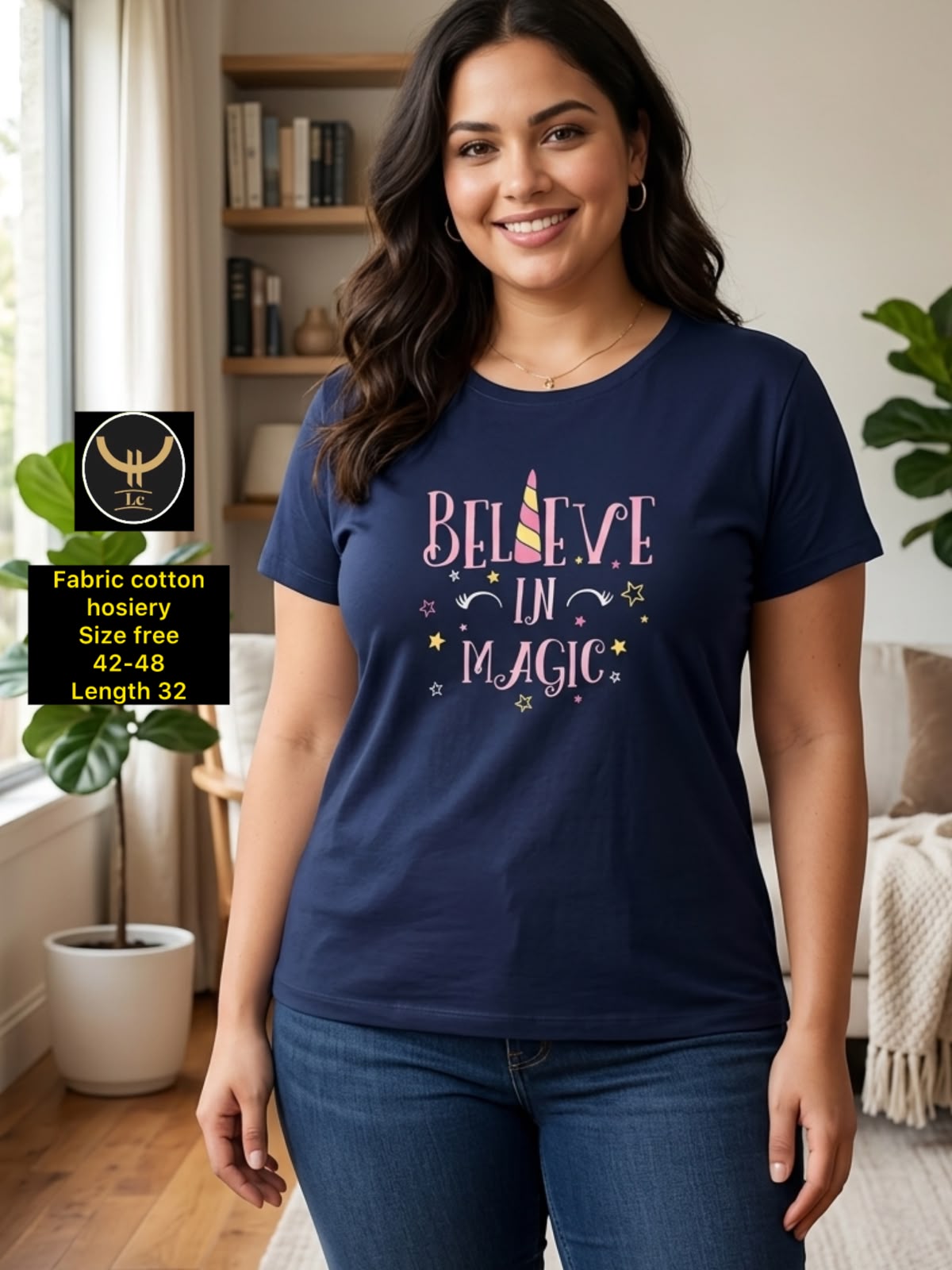 Typography Slogan Cotton Hosiery T-Shirt (Size 42-48)