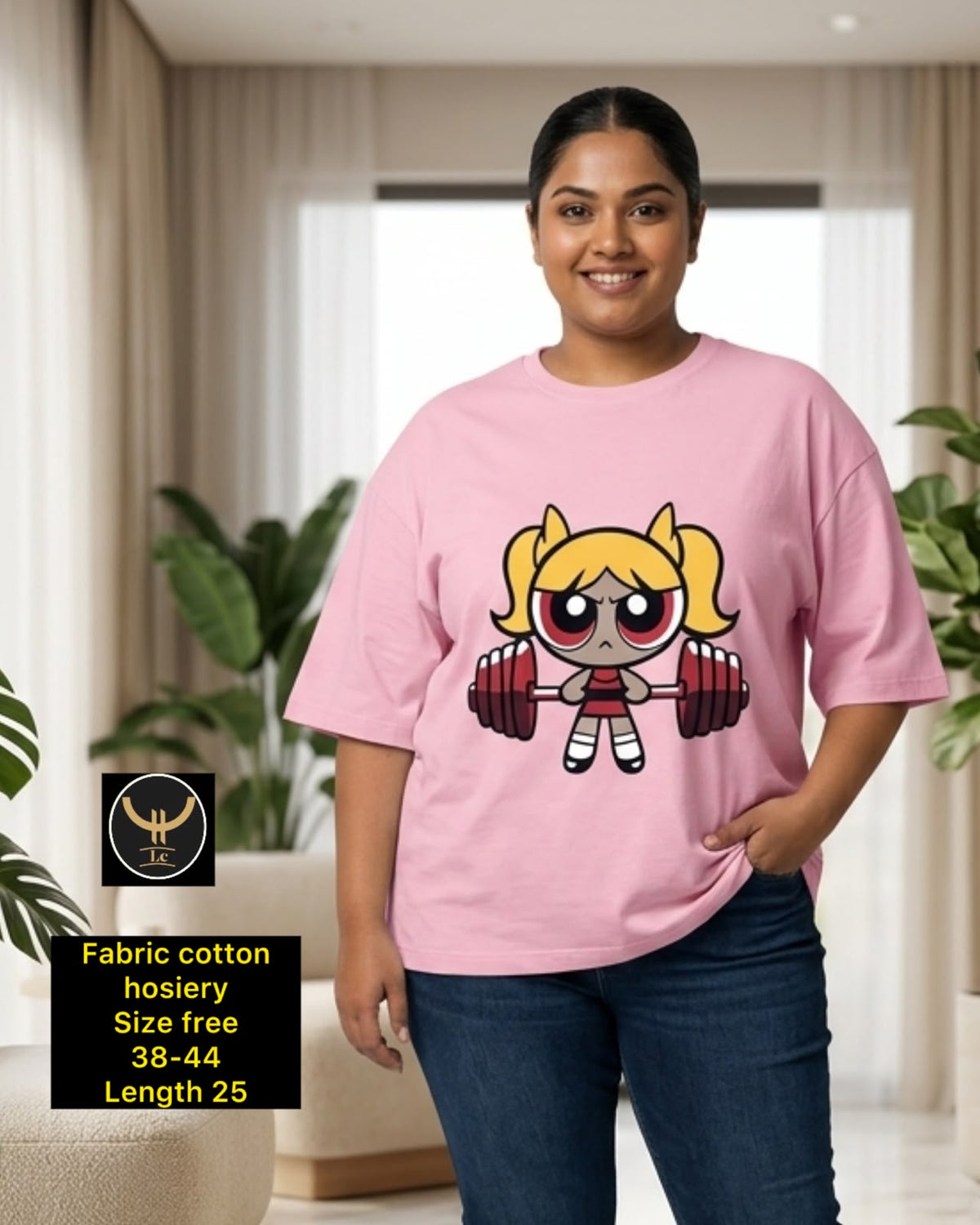 Women Cotton Hosiery Cartoon Graphic Print T-Shirt
