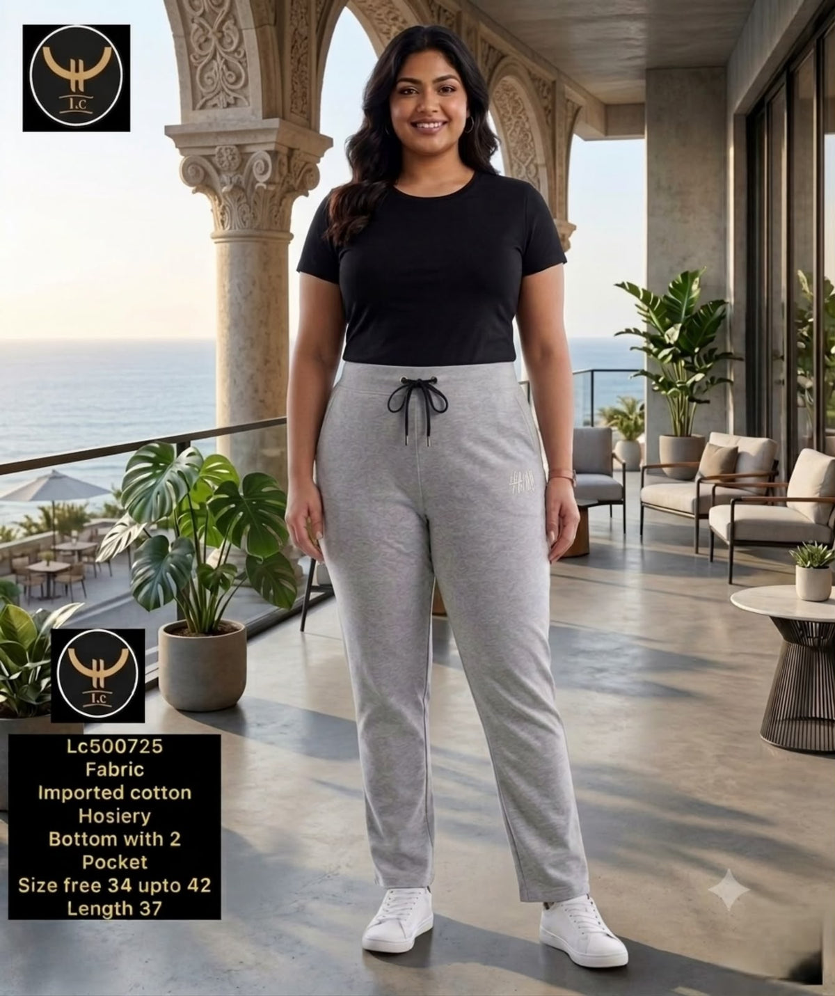 Imported Cotton Hosiery Track Pants with Drawstring & 2 Pockets