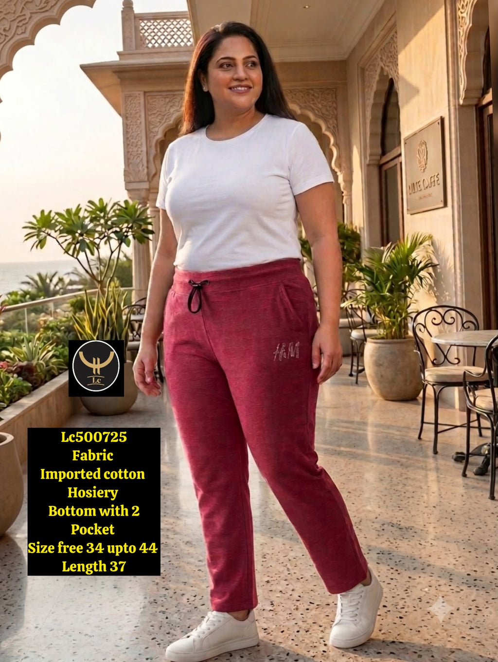 Imported Cotton Hosiery Track Pants with Drawstring & 2 Pockets
