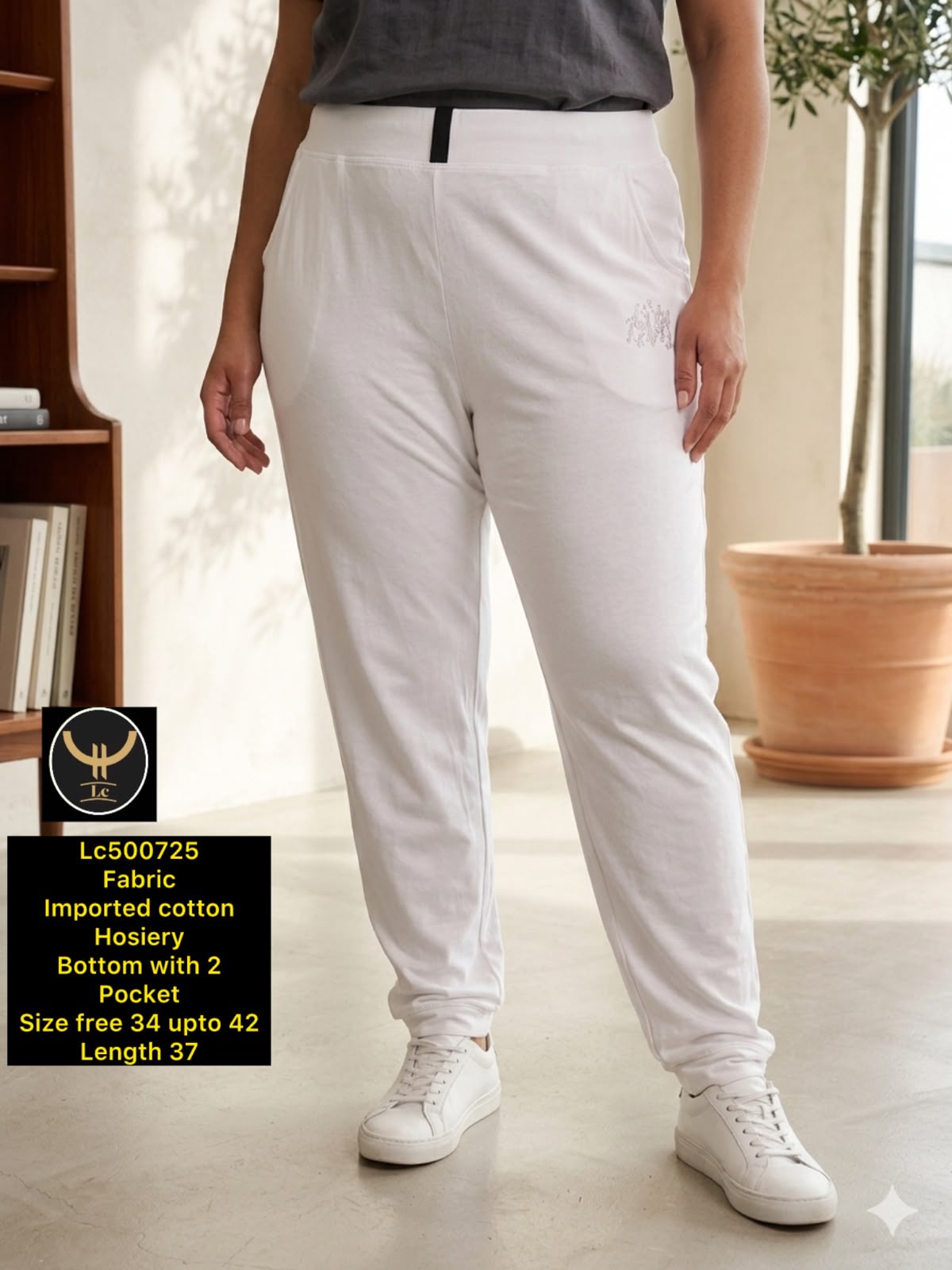 Imported Cotton Hosiery Track Pants with Drawstring & 2 Pockets