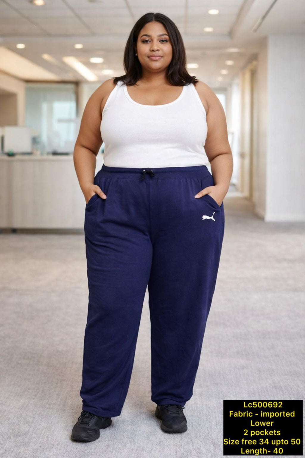 Imported Cotton Hosiery Track Pants with Drawstring & 2 Pockets
